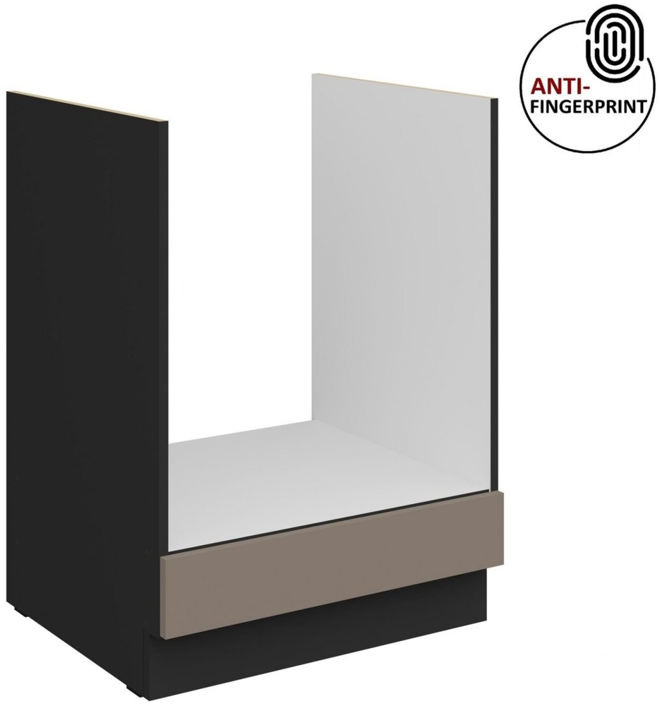 Küchen Herdunterschrank 60 cm Küche ARIA Sandgrau ultra matt + Schwarz matt, hochwertige Fronten mit Anti Fingerprint Beschichtung Küchenzeile Küchenblock Bild 1