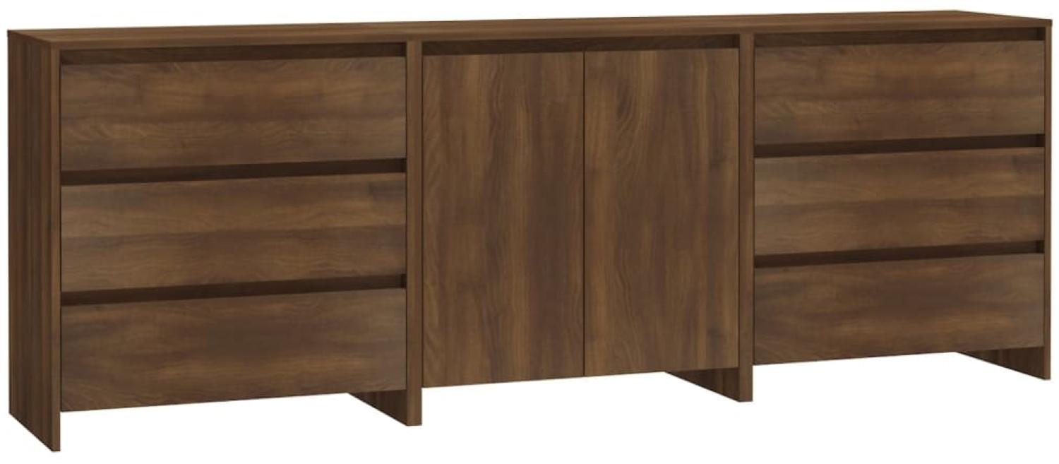 vidaXL 3-tlg. Sideboard Braun Eiche-Optik Holzwerkstoff [3098072] Bild 1