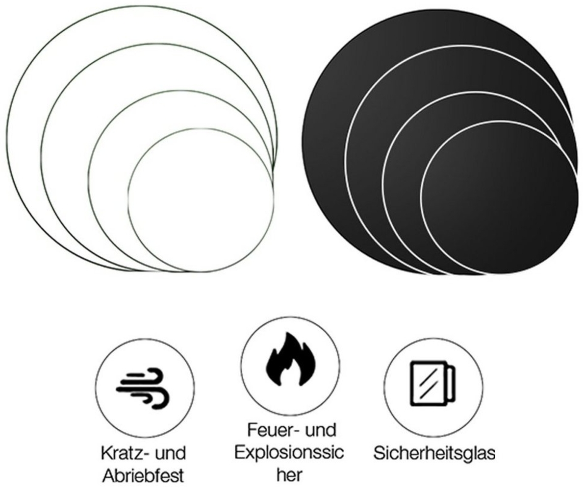 Mucola Glastisch Kaminglas Tischplatte Bodenplatte Rund Funkenschutz Sicherheitsglas (Stück, 1-St, Glasplatte), ESG Sicherheitsglas Bild 1