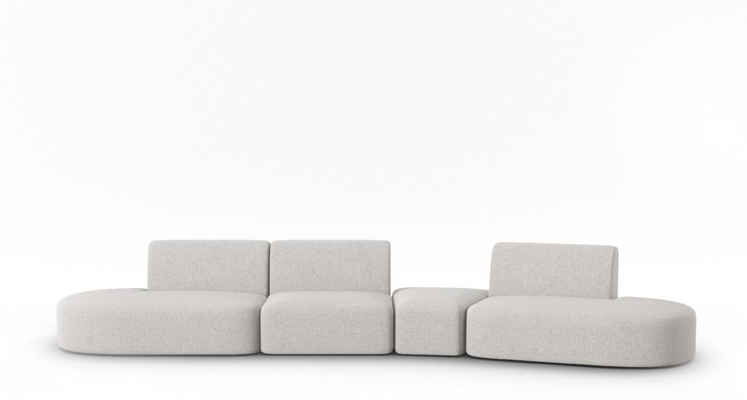 Micadoni Modulares Sofa Shane 6-Sitzer Rechts Chenille Silber Melange Bild 1