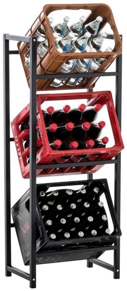 TPFLiving Standregal Getränkekistenständer Lenny - Getränkeregal für 3 Kisten schwarz, Kastenständer für Getränkekisten - Flaschenregal, Getränkekistenregal mit den Maßen (HxB xT): 116 x 47 x 31 cm Bild 1
