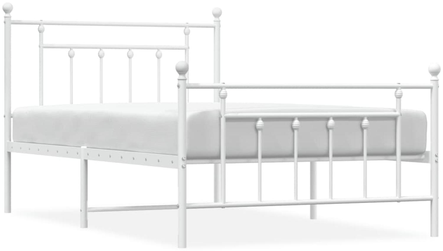 vidaXL Bettgestell mit Kopf- und Fußteil Metall Weiß 107x203 cm 353600 Bild 1