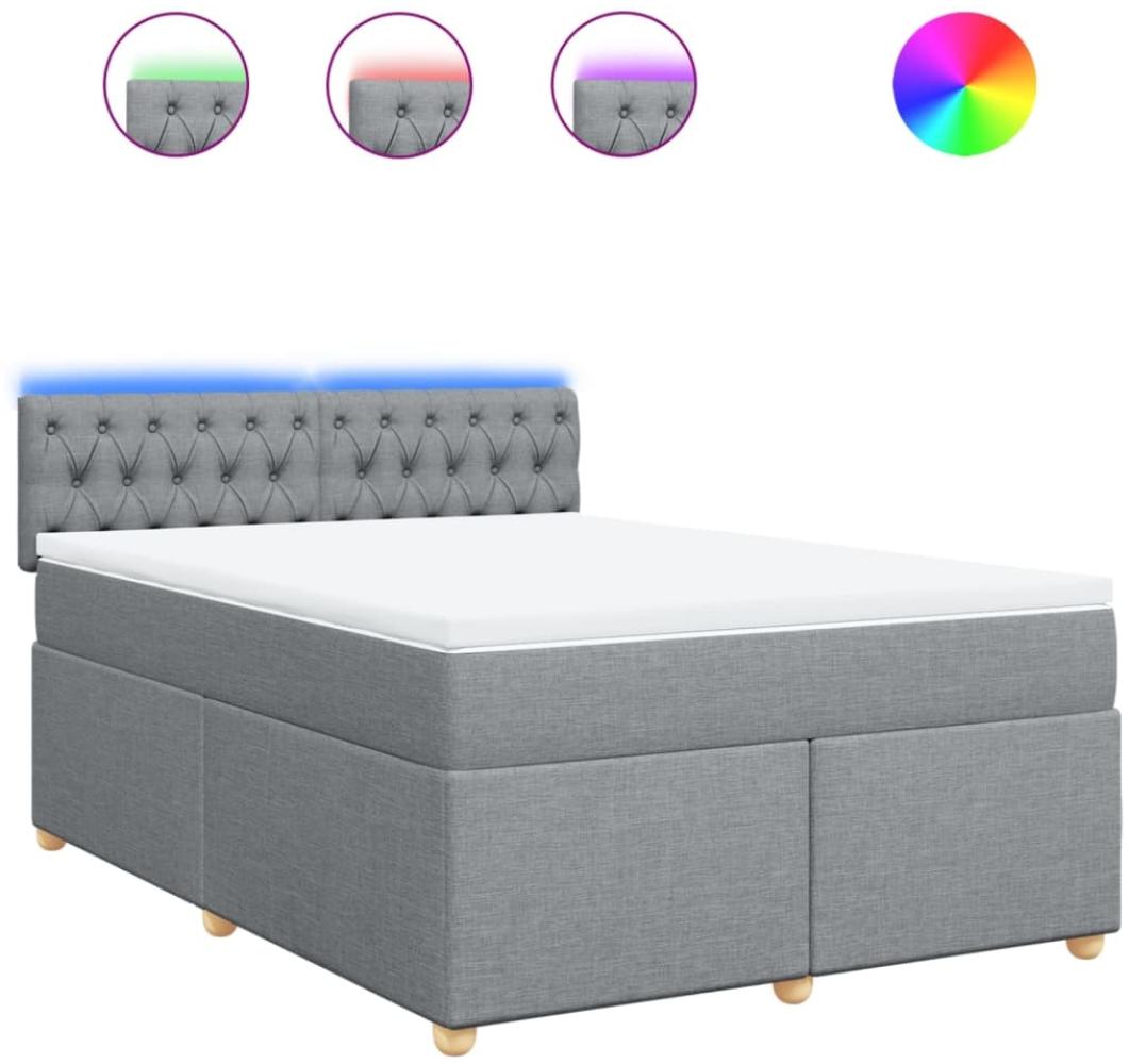 vidaXL Boxspringbett mit Matratze Hellgrau 140x200 cm Stoff 3289010 Bild 1
