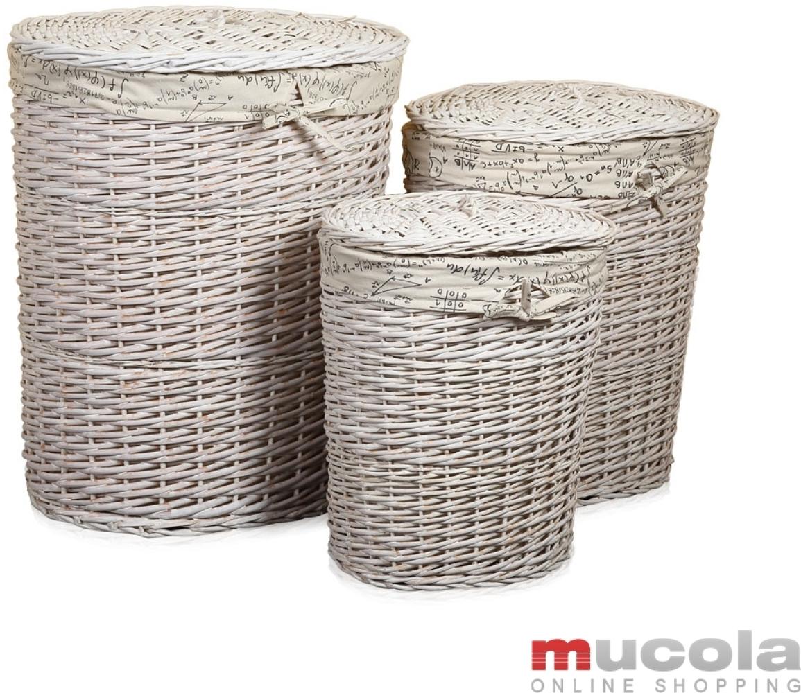 3er SET Wäschekorb Wäschebox Wäschesammler Wäschetonne Wäschetruhe Weide Rattan Bild 1