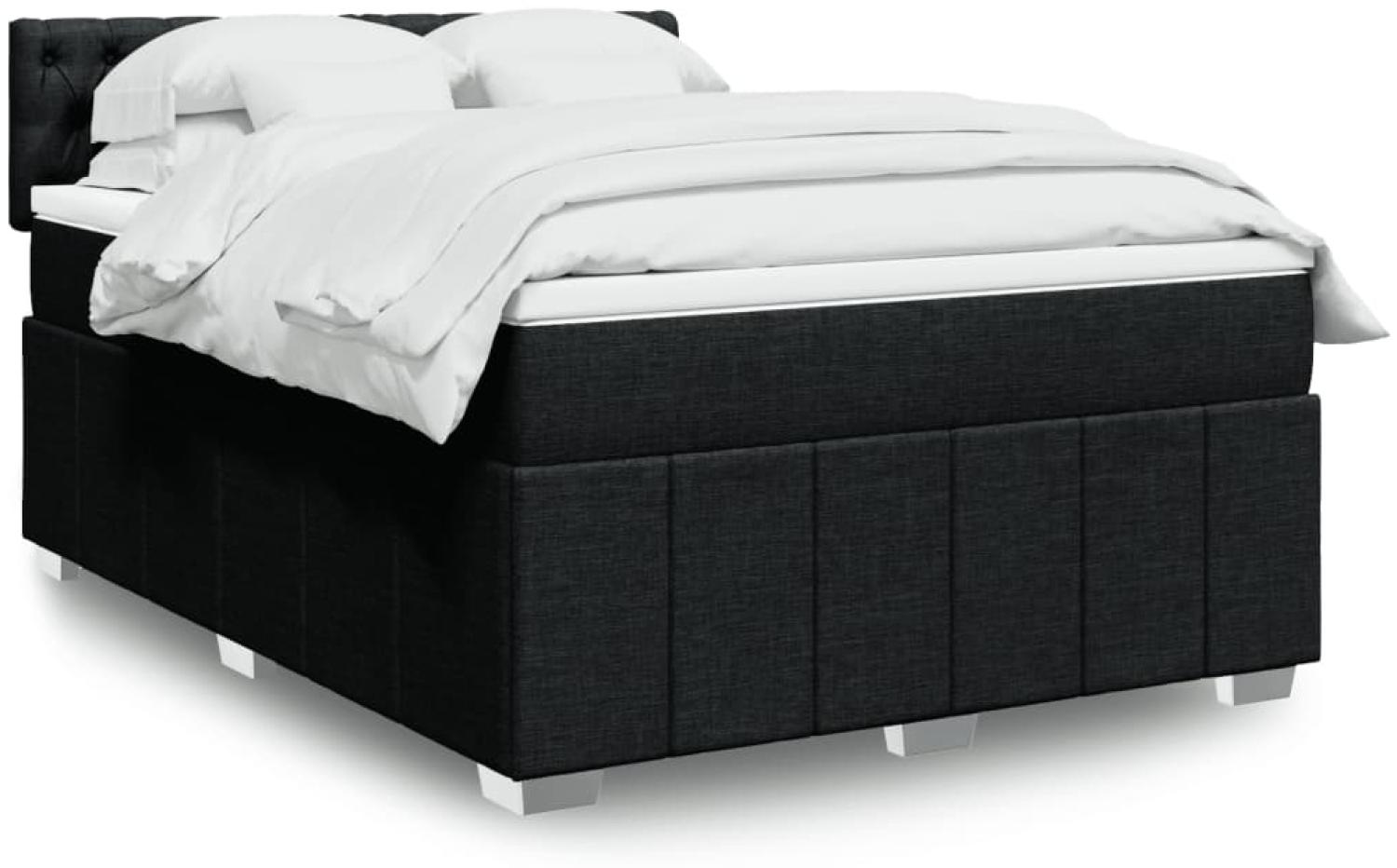 vidaXL Boxspringbett mit Matratze Schwarz 140x190 cm Stoff 3289372 Bild 1