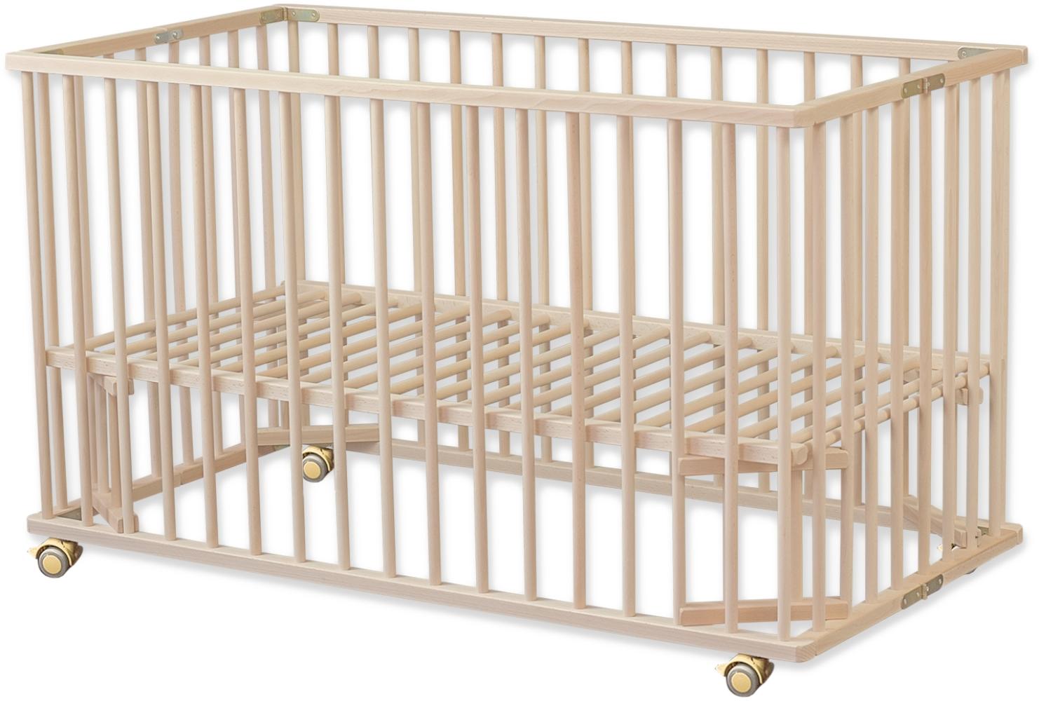 Sämann® Babybett 60x120 cm faltbar mit Matratze ECO comfort, natur Bild 1