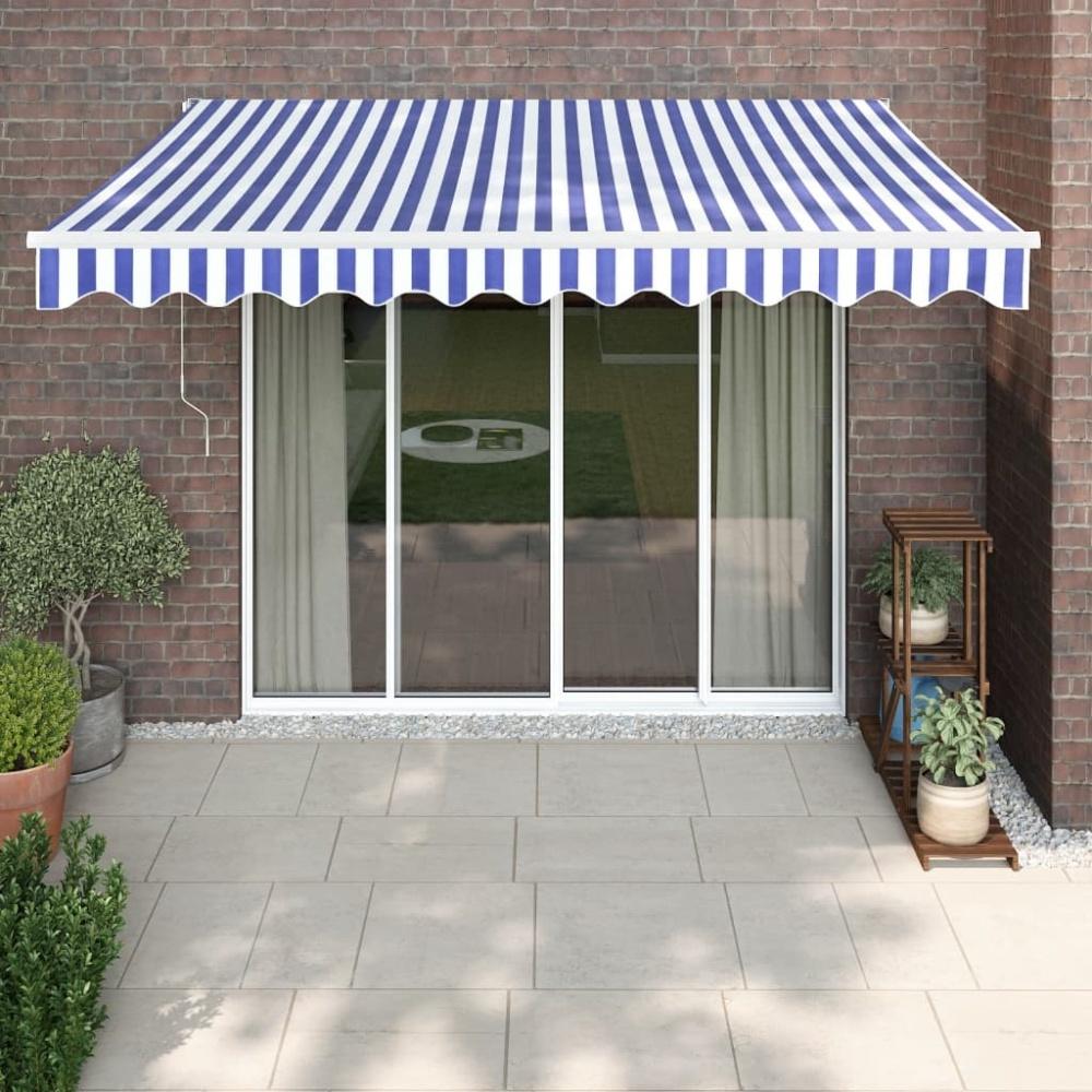 vidaXL Markise Einziehbar Blau und Weiß 3x2,5 m Stoff und Aluminium 3154421 Bild 1