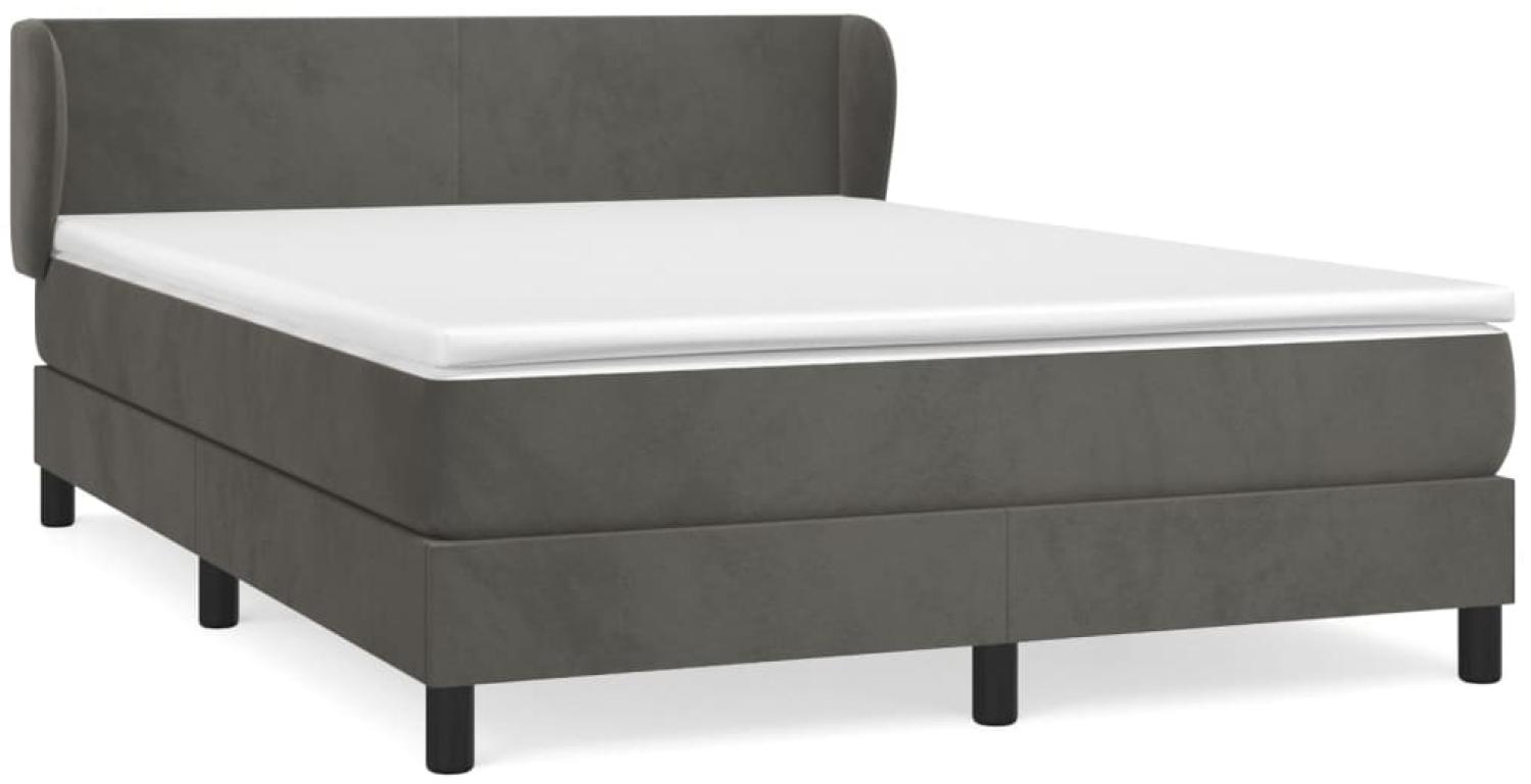 vidaXL Boxspringbett mit Matratze Dunkelgrau 140x190 cm Samt 3127368 Bild 1