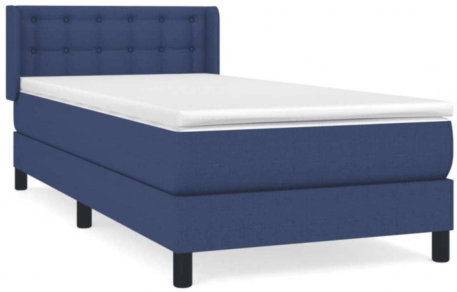 Boxspringbett mit Matratze Stoff Blau 80 x 200 cm, Härtegrad: H2 [3129991] Bild 1