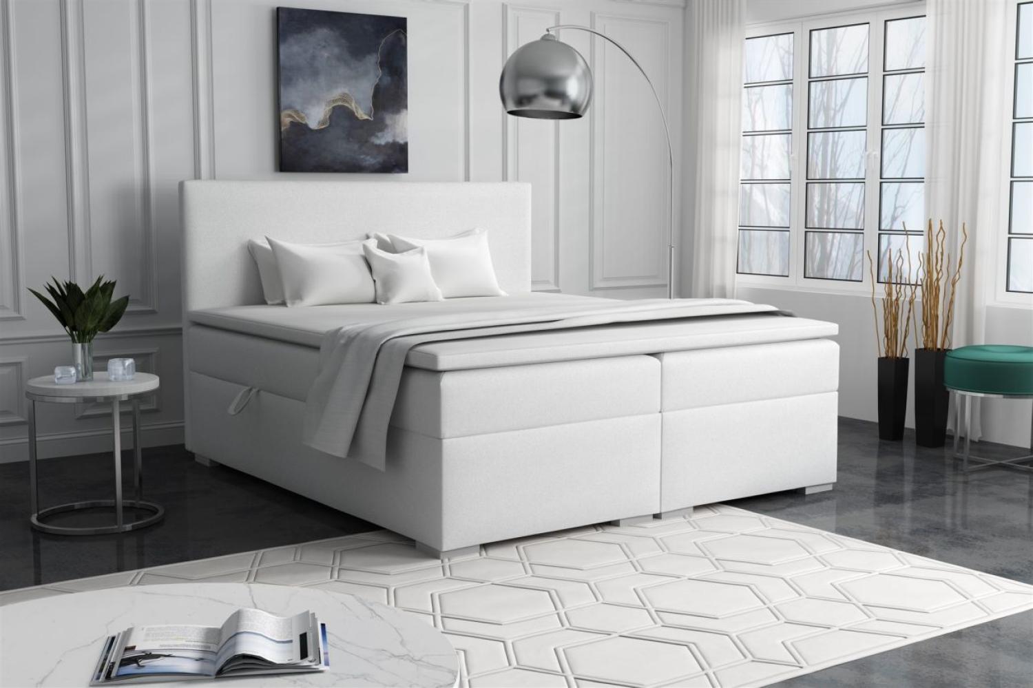 Boxspringbett Schlafzimmerbett SOREL 180x200cm Kunstleder Soft Weiss Bild 1
