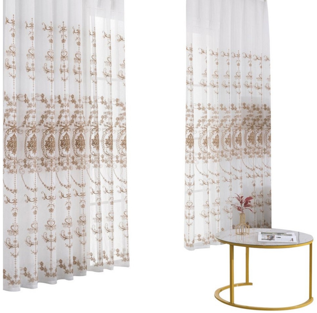 BYSURE Vorhang Blumen Stickerei Vorhänge (2 St), Ösen, transparent, Voile, Bestseller, Gardine, 2 Set Ösenvorhang, Fensterschal für Wohnzimmer Bild 1