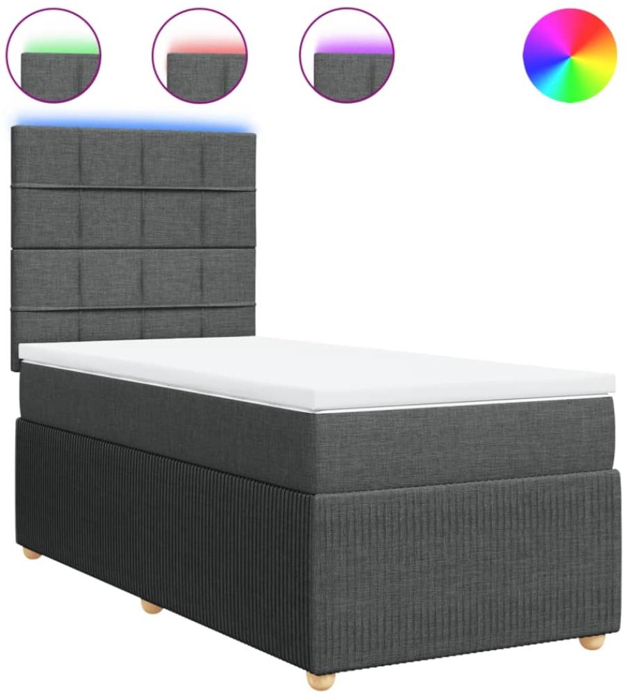 vidaXL Boxspringbett mit Matratze Dunkelgrau 100x200 cm Stoff 3294268 Bild 1