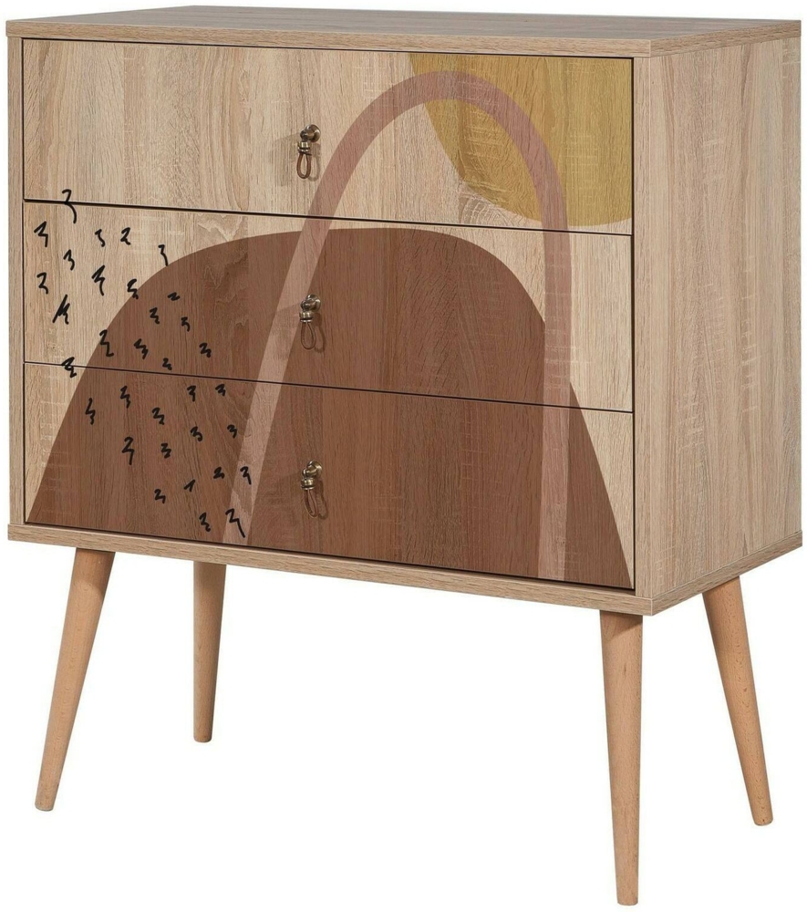 Dmora Kommode Apricale, Mehrzweckkommode, Schlafzimmerkommode, Schrank mit Schubladen, 80x40h89 cm, Bunt Bild 1