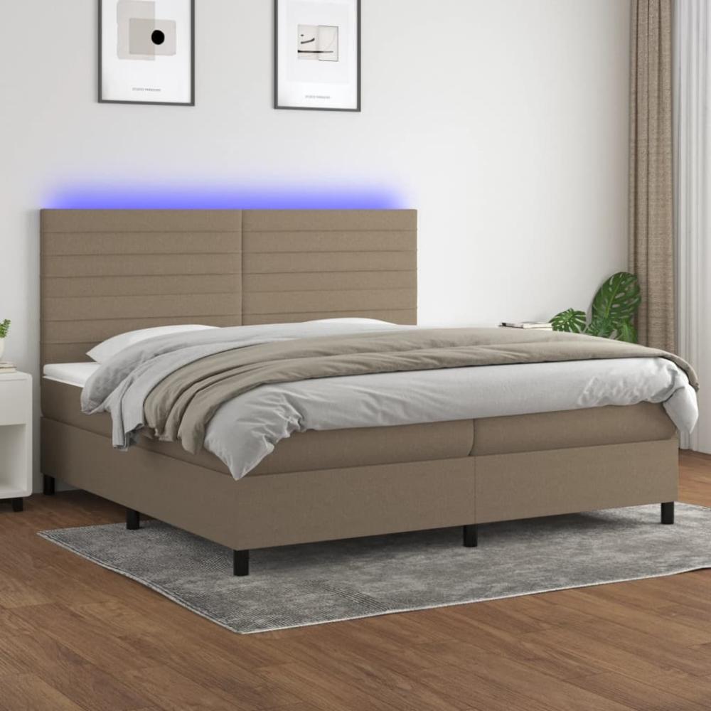 Boxspringbett mit Matratze & LED Stoff Taupe 200 x 200 cm, Härtegrad: H2 [3134985] Bild 1