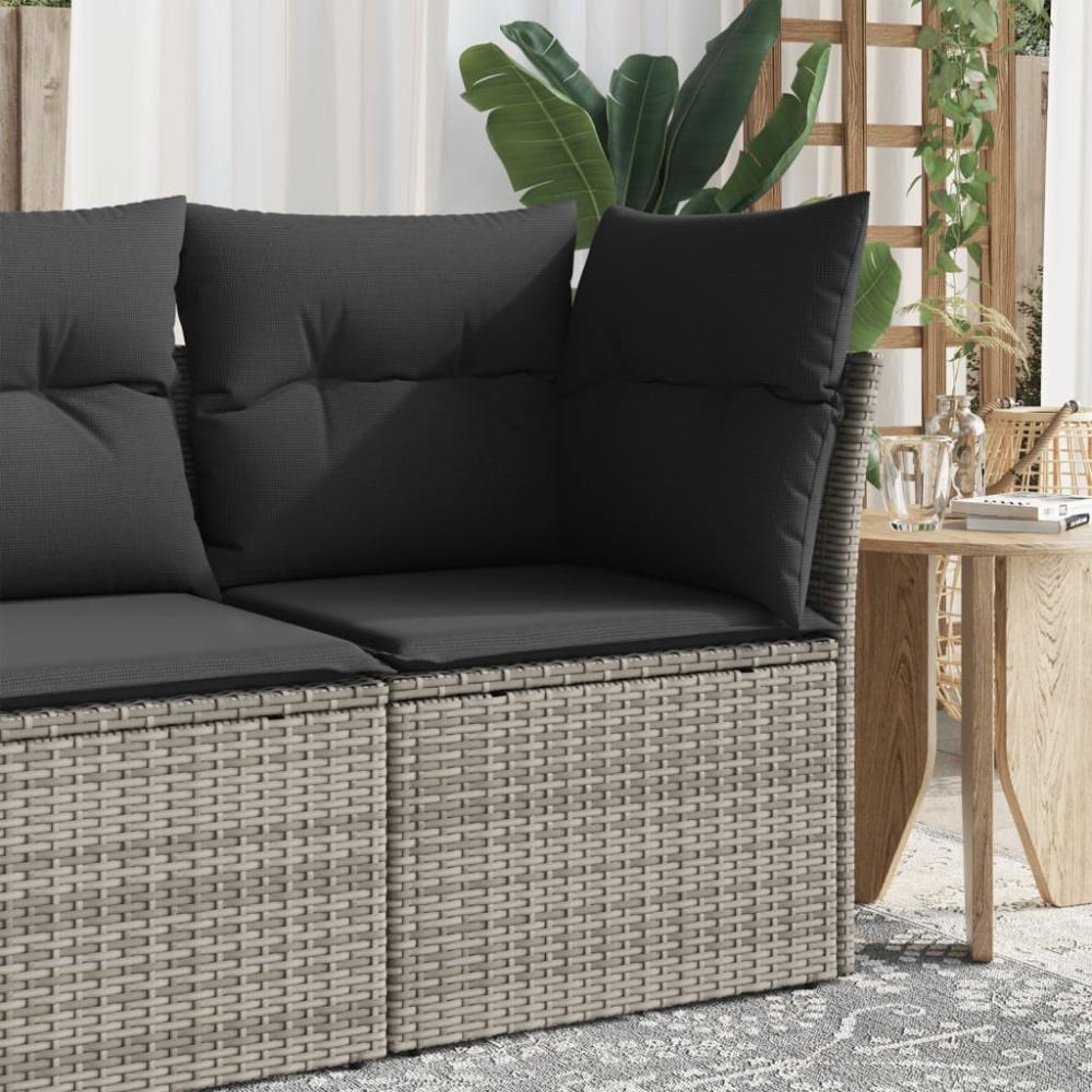 vidaXL Garten-Ecksofa mit Kissen Grau Poly Rattan 366136 Bild 1