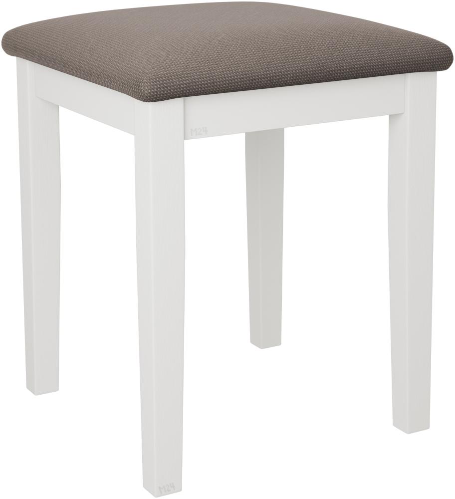 Hocker T3, Schemel bis 120 kg, aus Buchenholz, 36x36x47 cm (Stoff: Hygge D20, Holzfarbe: Weiß) Bild 1