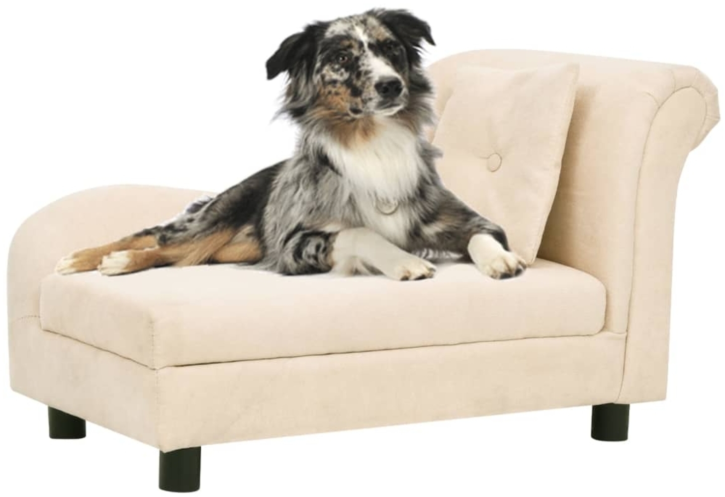 vidaXL Hundesofa mit Kissen Creme 83x44x44 cm Plüsch 171106 Bild 1