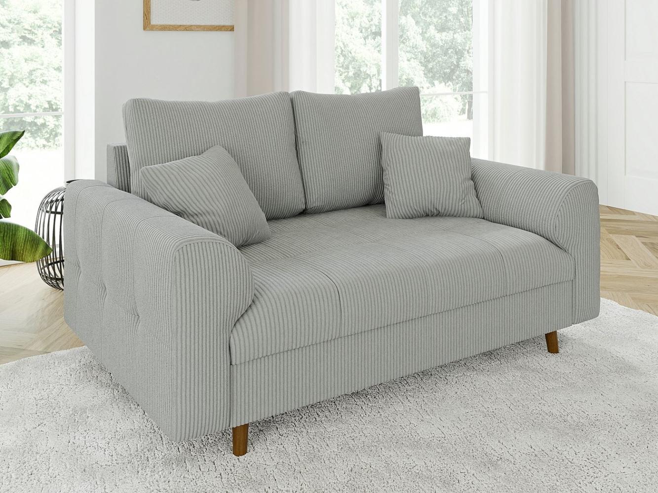 S-Style Möbel 2-Sitzer Sofa Zara mit Holzfüßen im skandinavischen Stil aus Cord-Stoff, mit Wellenfederung Bild 1