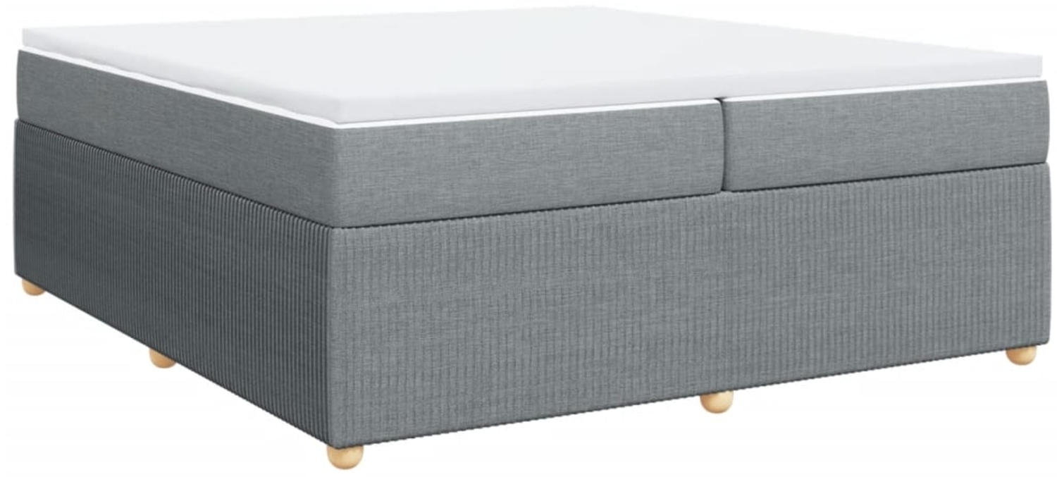 vidaXL Boxspringbett mit Matratze Hellgrau 200x200 cm Stoff 3285595 Bild 1