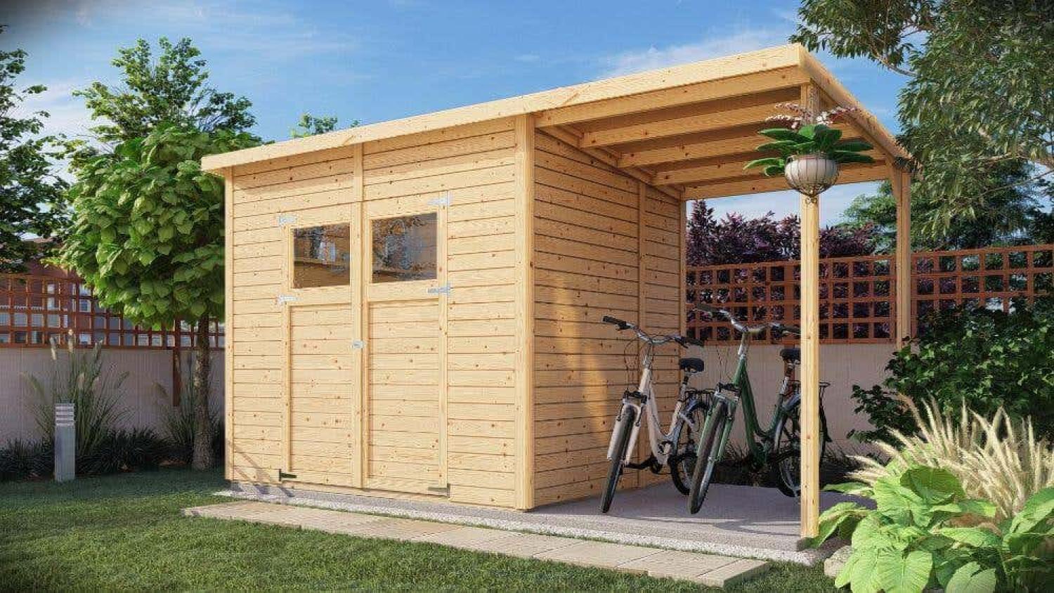 Alpholz Gerätehaus Mollie Plus Gerätehaus aus Holz Geräteschrank mit 14 mm Wandstärke inklusive Schleppdach Gartenhaus mit Montagematerial Bild 1