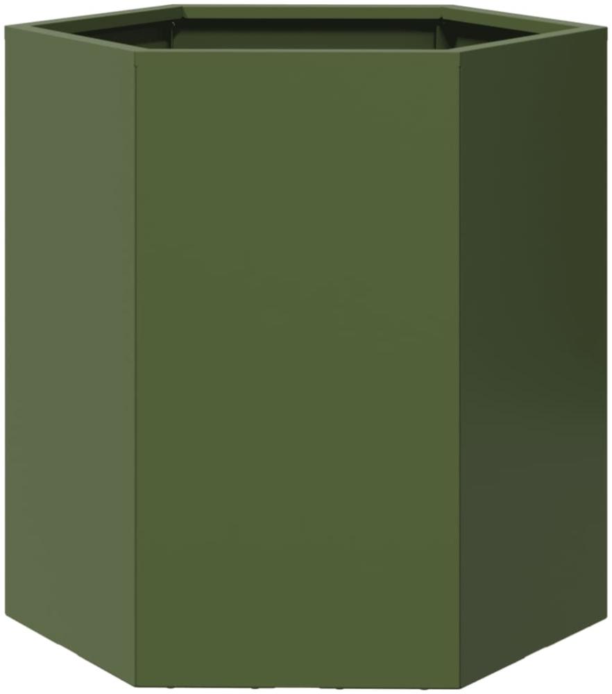 vidaXL Pflanzkübel Olivgrün Sechseckig 46x40x45 Stahl 851114 Bild 1