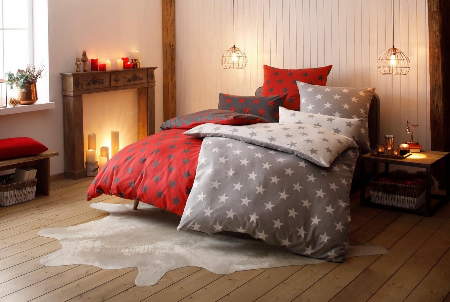 my home Wendebettwäsche STELLA, Polycotton recycelt, 2 teilig, Bettwäsche mit Sternen, Weihnachten, Winter Bild 1