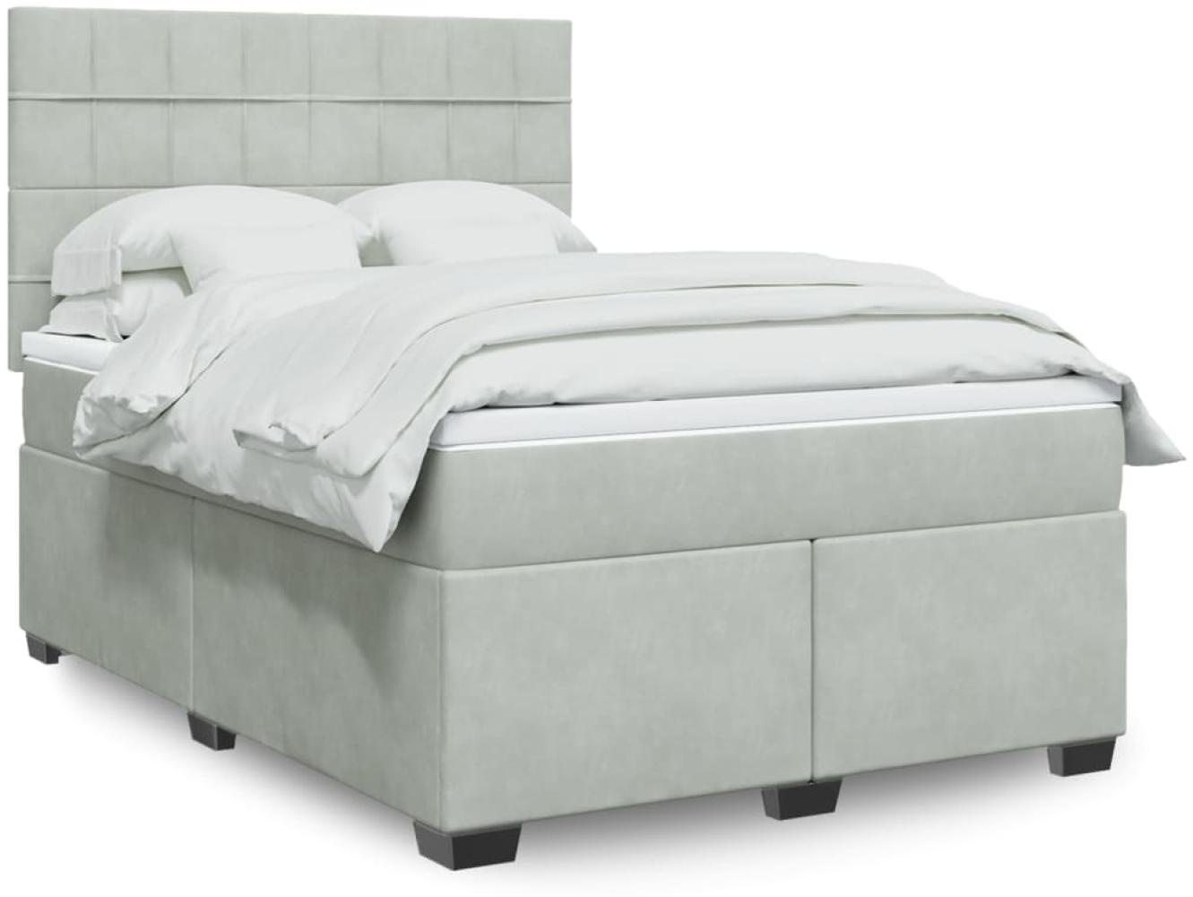 vidaXL Boxspringbett mit Matratze Hellgrau 160x200 cm Samt 3293254 Bild 1