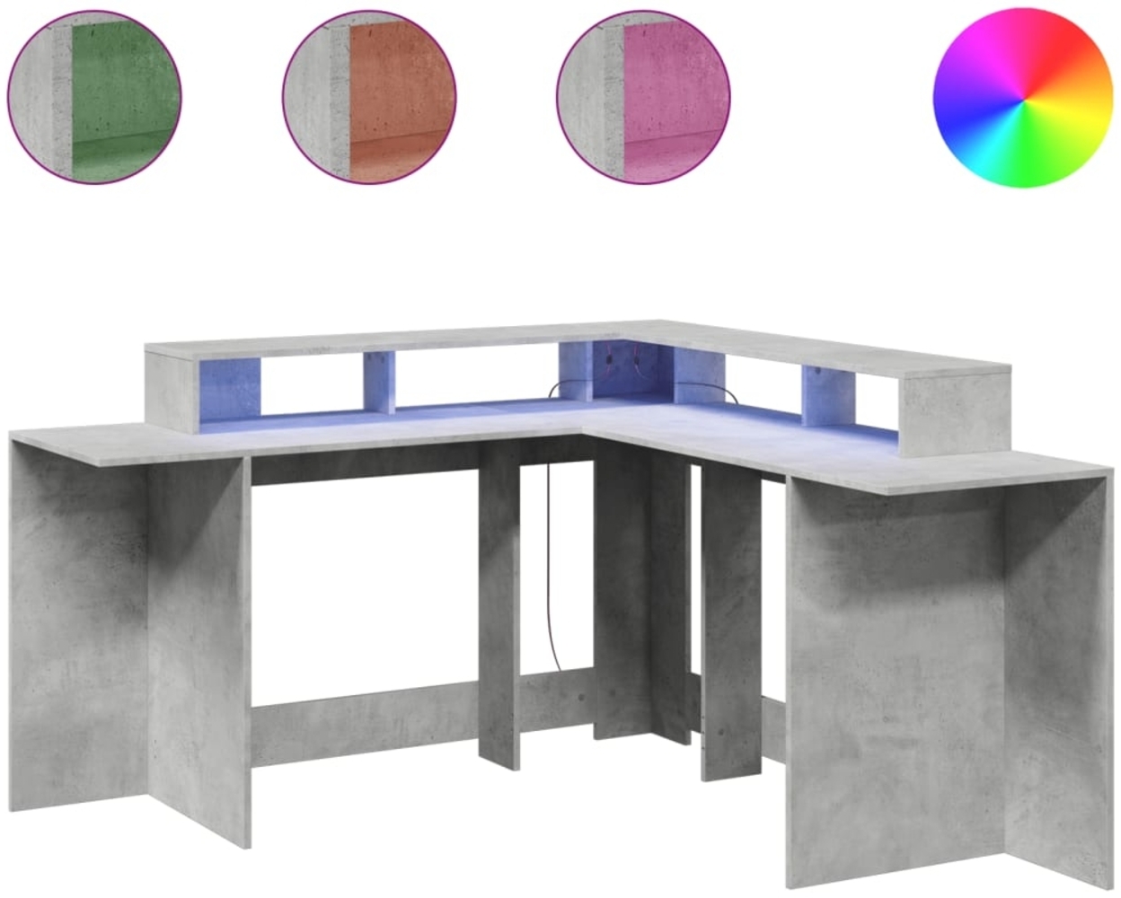 vidaXL LED-Schreibtisch Betongrau 152x152x91 cm Holzwerkstoff 3309459 Bild 1