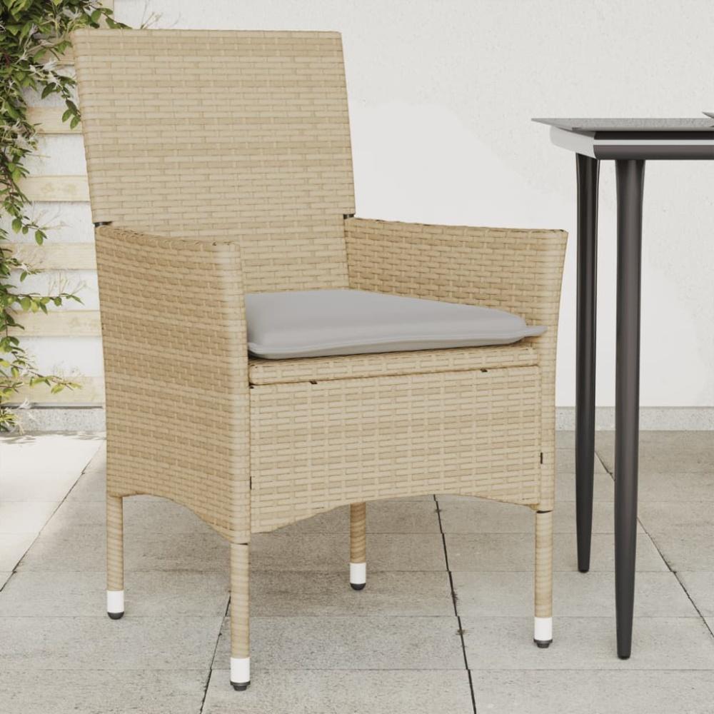 vidaXL Gartenstühle mit Kissen 2 Stk. Beige Poly Rattan 368112 Bild 1