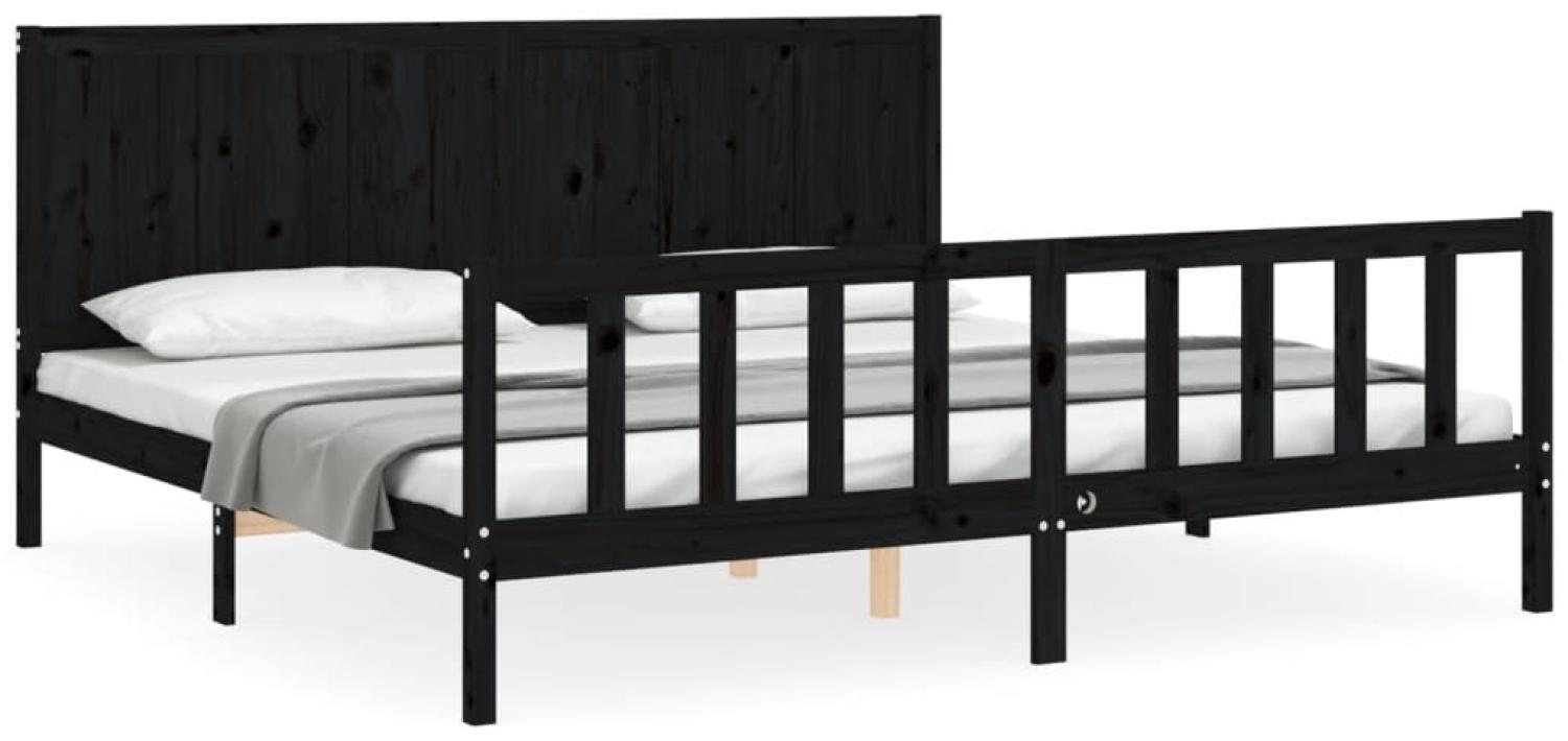 vidaXL Massivholzbett mit Kopfteil Schwarz 200x200 cm 3192645 Bild 1