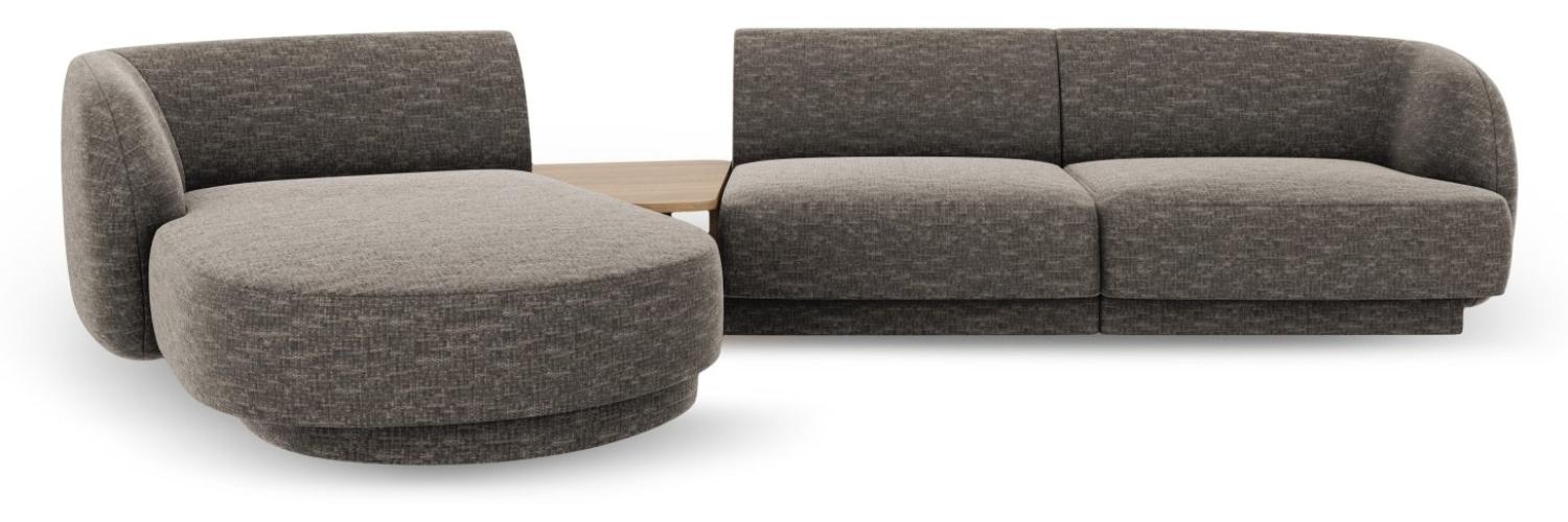 Micadoni Modulares Sofa Miley mit Recamiere 3-Sitzer Links Chenille Grau Bild 1