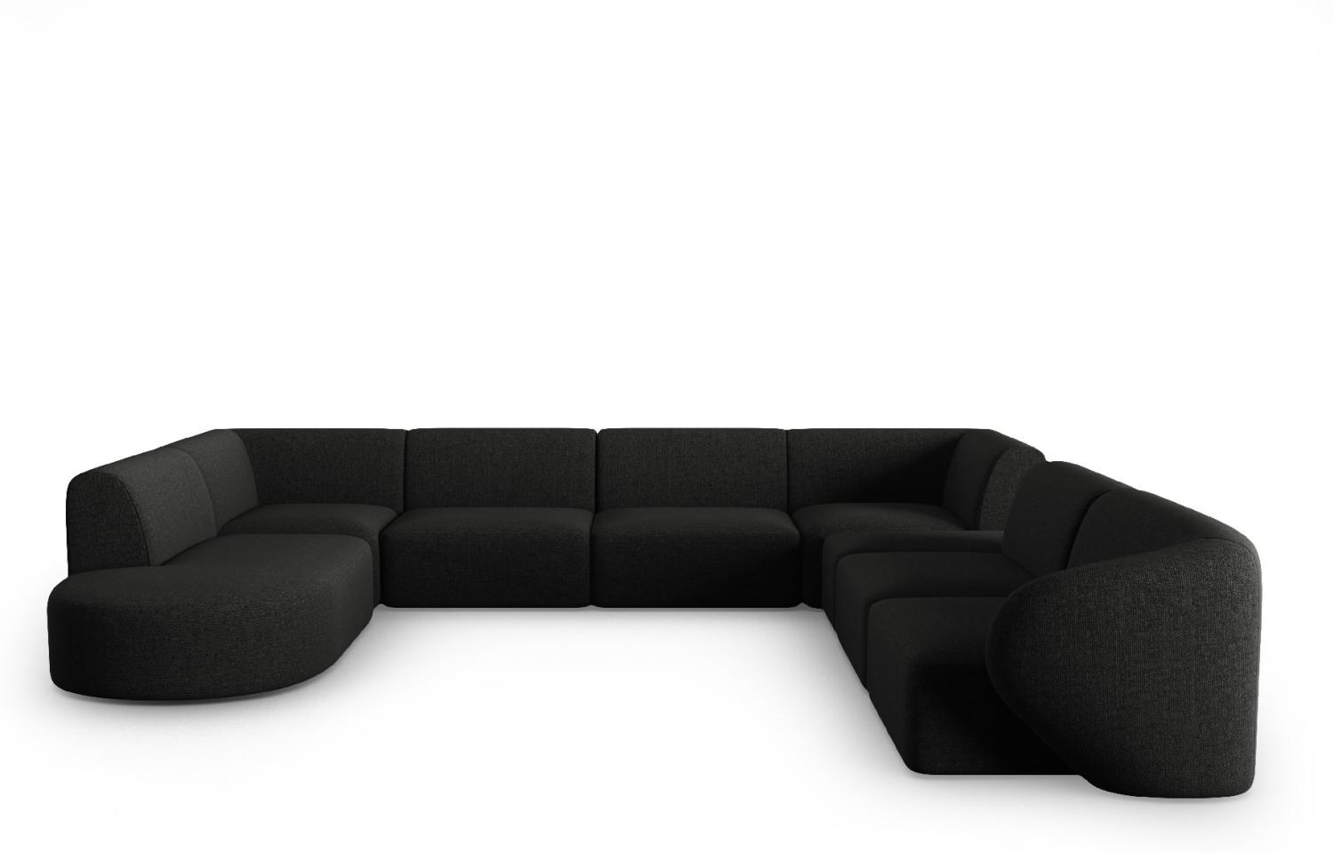 Micadoni Modulares Panorama Ecksofa Shane 8-Sitzer Rechts Chenille Schwarz Melange Bild 1