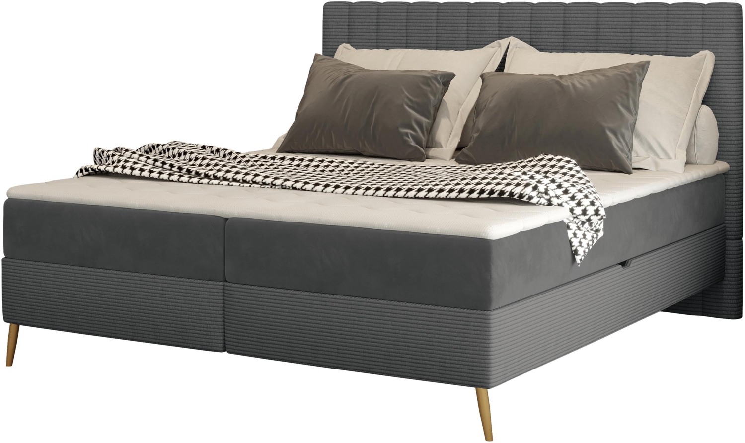 Boxspringbett Cersen Cord grau 140x200 cm Bild 1