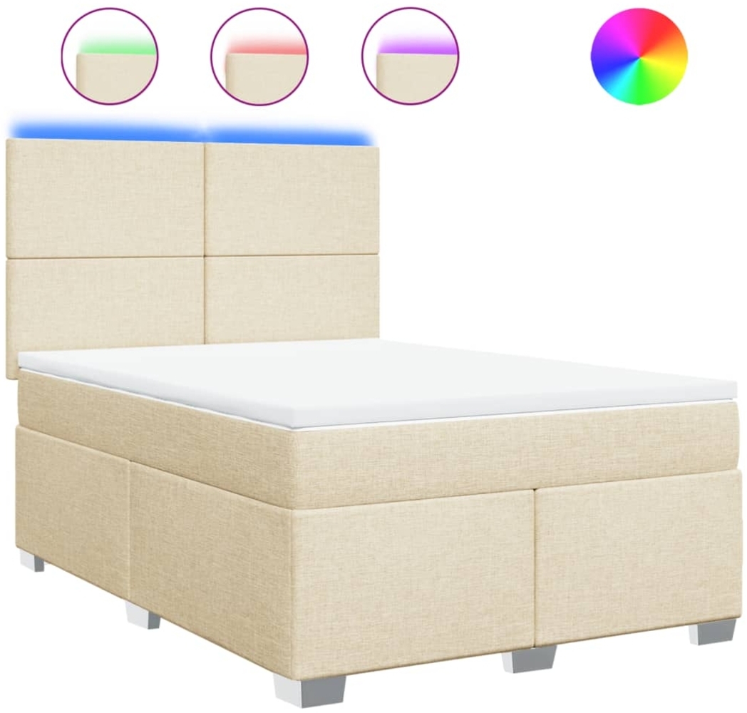 vidaXL Boxspringbett mit Matratze Creme 140x200 cm Stoff 3292809 Bild 1
