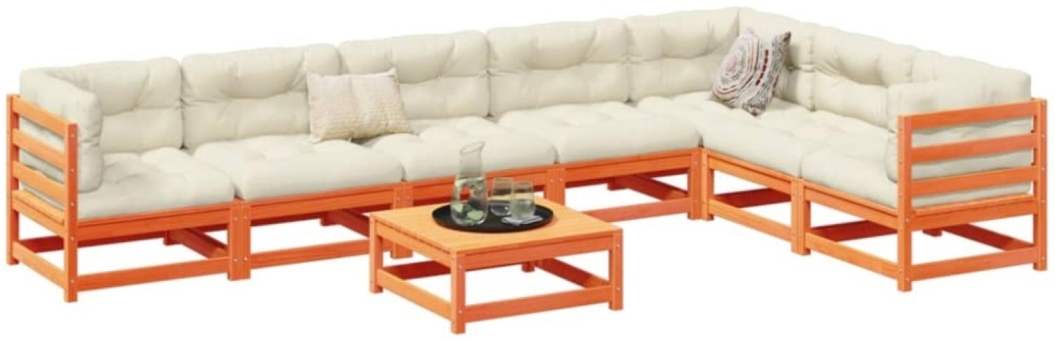 vidaXL 8-tlg. Garten-Sofagarnitur mit Kissen Wachsbraun Kiefernholz 3299479 Bild 1