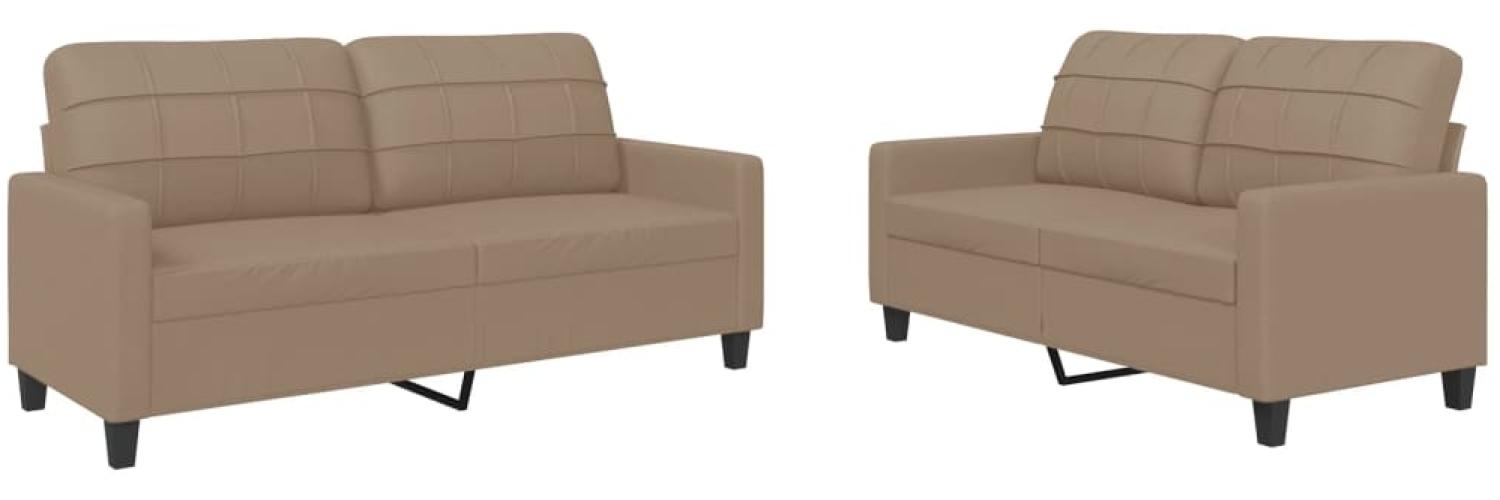 vidaXL 2-tlg. Sofagarnitur mit Kissen Cappuccino-Braun Kunstleder 3201362 Bild 1