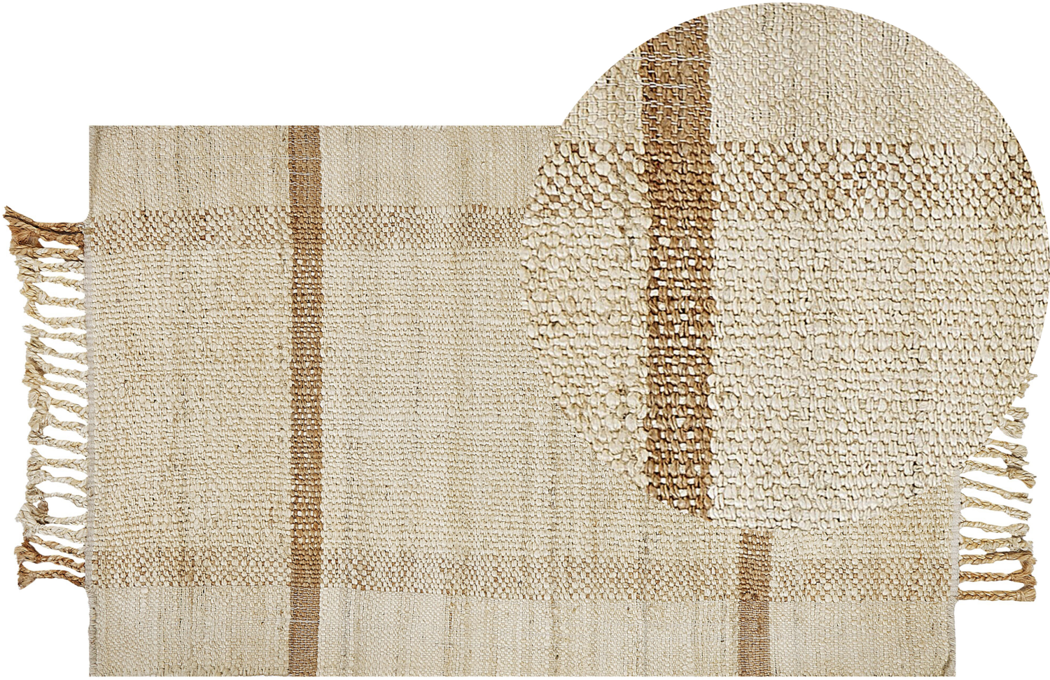 Teppich Jute sandbeige 80 x 150 cm geometrisches Muster Kurzflor YELMEZ Bild 1