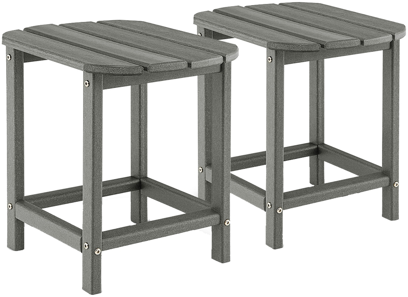 2er Set Beistelltisch aus HDPE Wetterfester Adirondack Gartentisch Kleiner Kaffeetisch Grau Bild 1