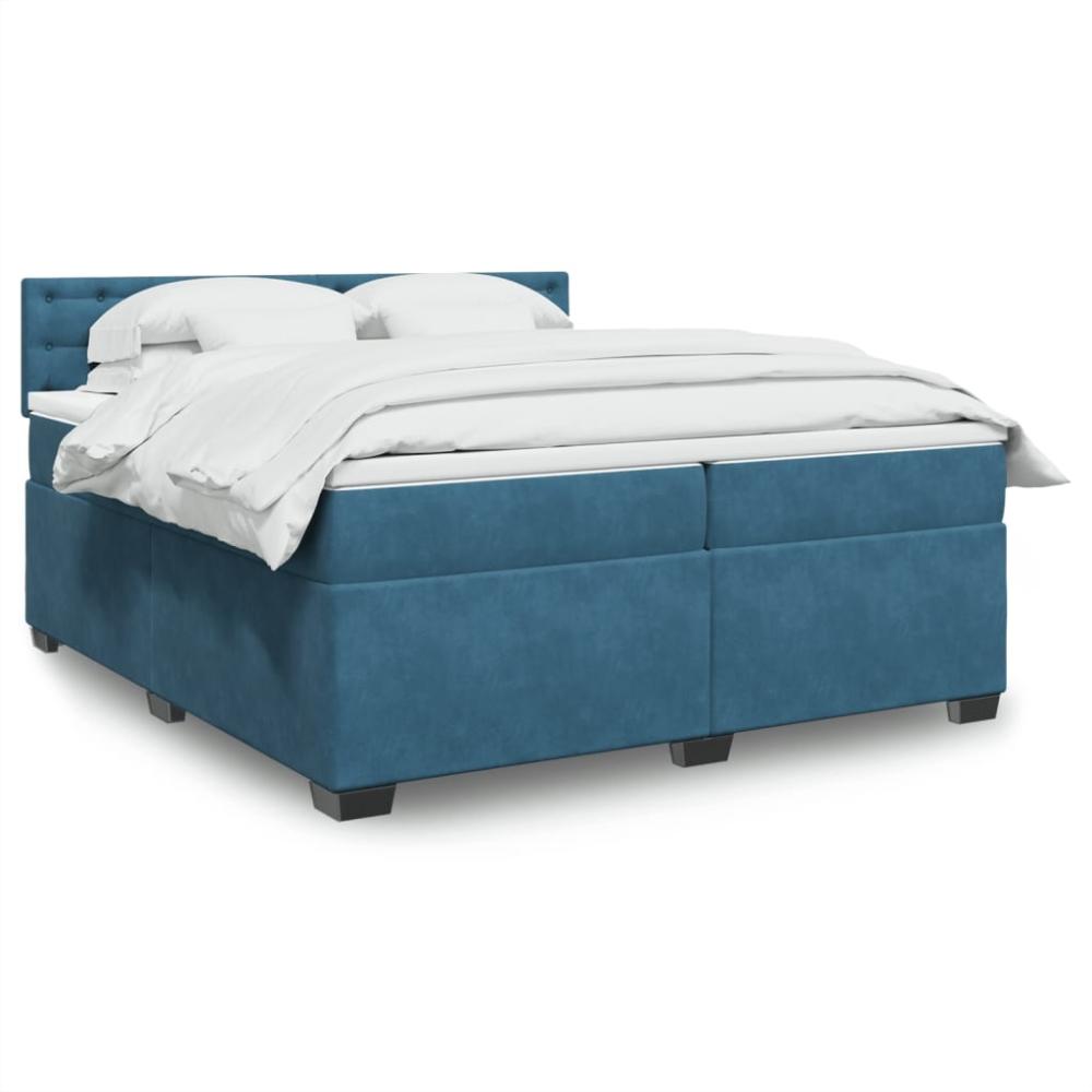 vidaXL Boxspringbett mit Matratze Blau 200x200 cm Samt 3286418 Bild 1