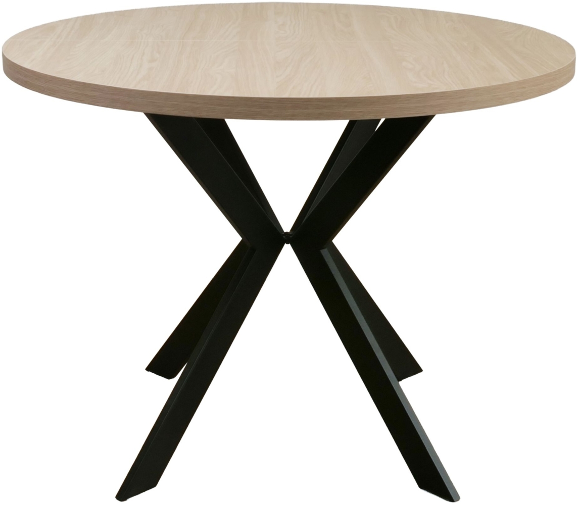 Selsey 'Callions' Esstisch ausziehbar, Eiche-Optik/Schwarz, ca. 75 x 100–180 x 100 cm Bild 1