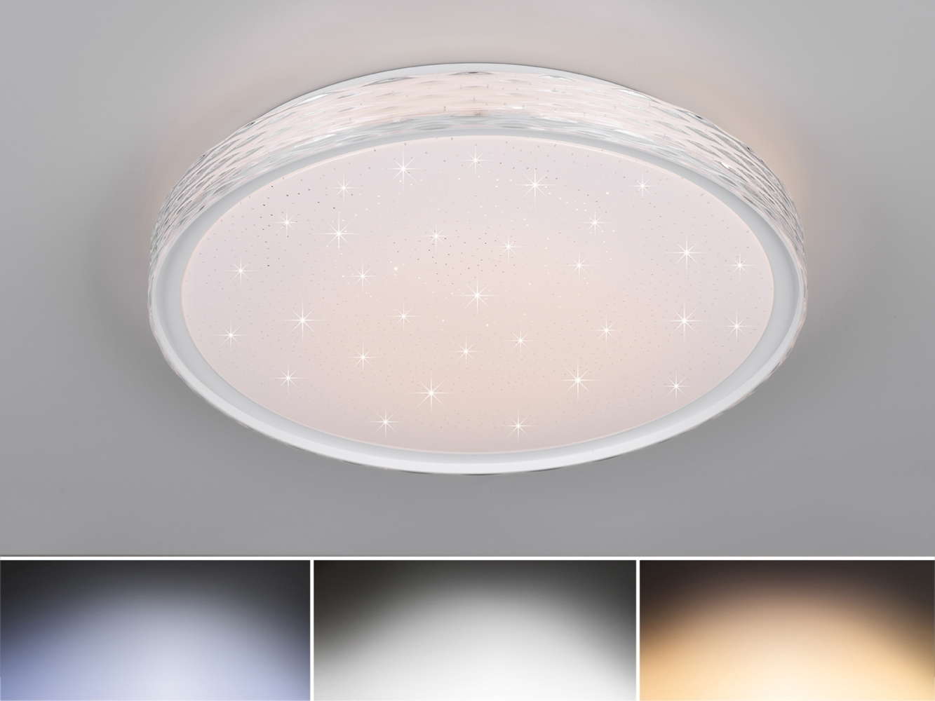 LED Deckenleuchte VARDA mit Fernbedienung Metall Weiß, Ø 39cm Bild 1