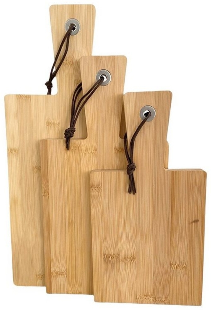 Spetebo Frühstücksbrett Bambus Schneidebrett 3er Set - 40 / 33 / 29 cm, Holz, (Packung, 1 tlg), Küchen Servier Brett mit Griff Bild 1