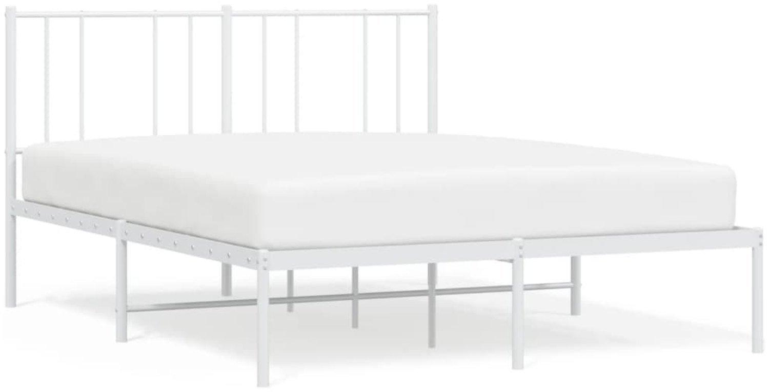 vidaXL Bettgestell mit Kopfteil Metall Weiß 150x200 cm 352531 Bild 1