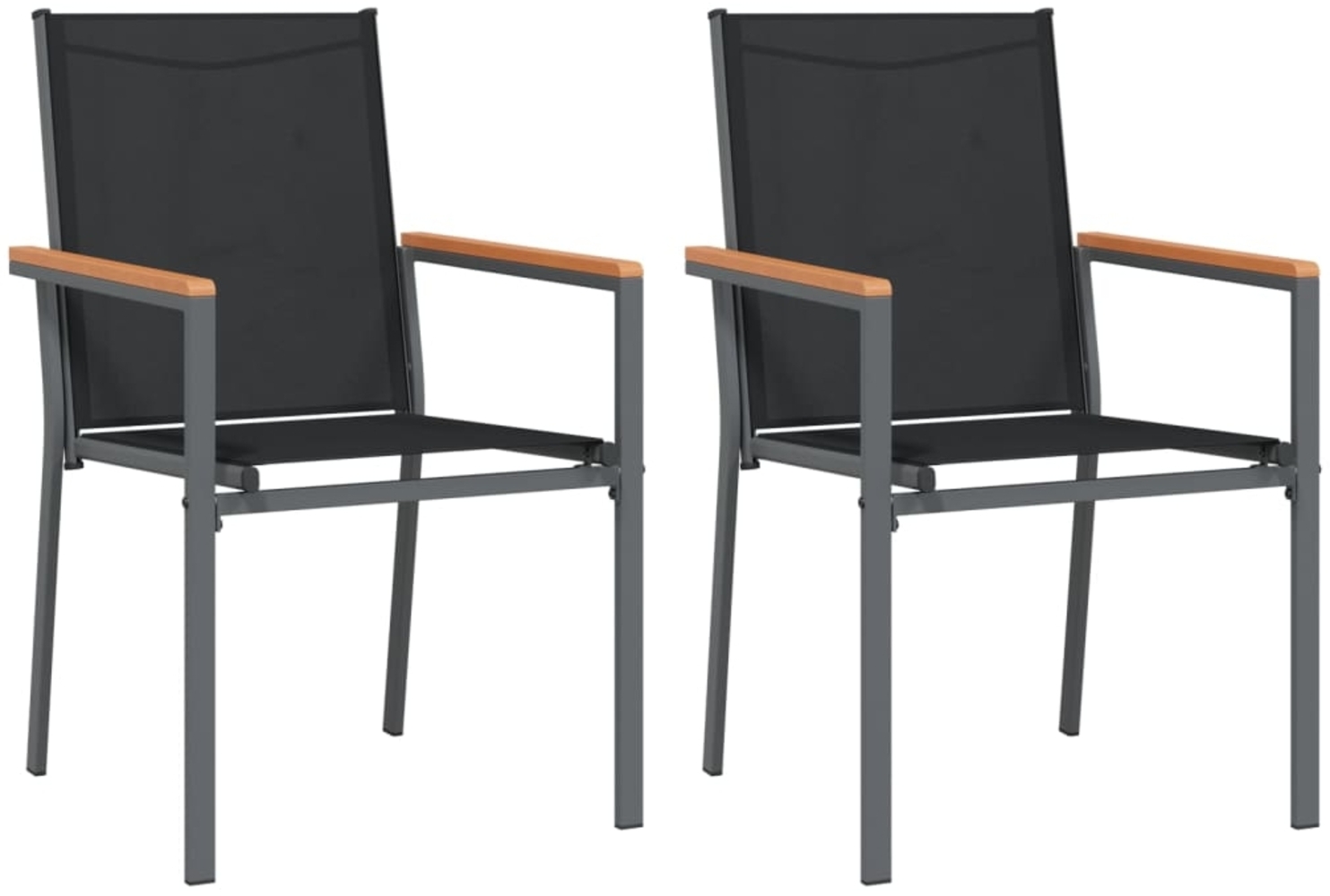 vidaXL Gartenstühle 2 Stk. Schwarz 55x61,5x90 cm Textilene und Stahl 364099 Bild 1