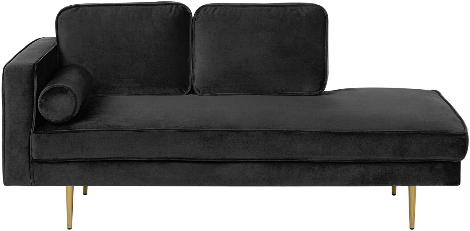 Chaiselongue Samtstoff schwarz linksseitig MIRAMAS Bild 1