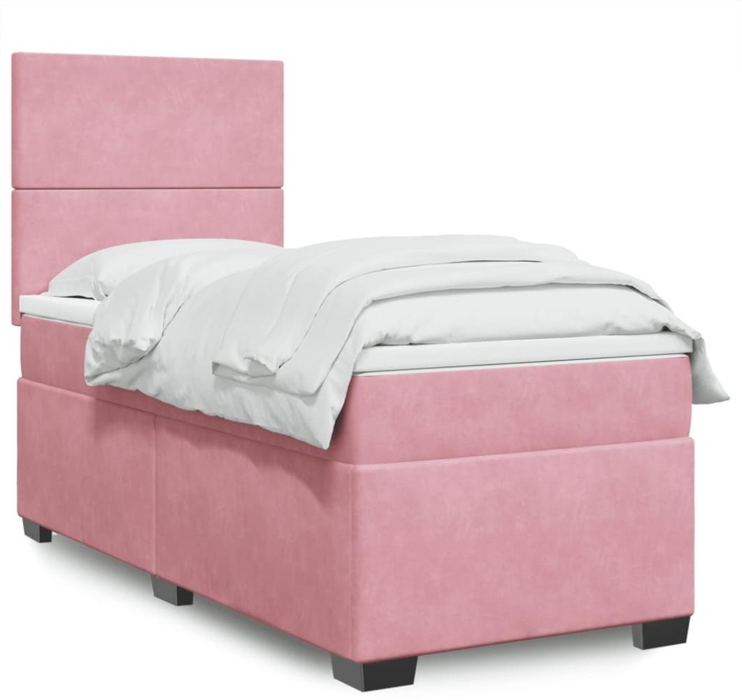 vidaXL Boxspringbett mit Matratze Rosa 80x200 cm Samt 3290761 Bild 1