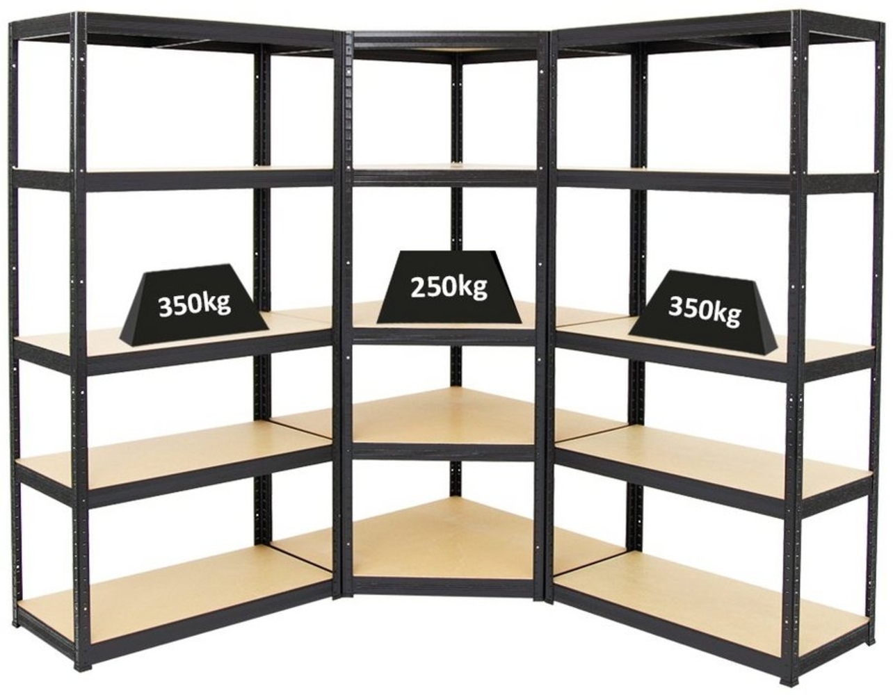 PROREGAL® Eckregal MegaDeal Otto + 2 Stück Slim Elephant S Schwarz Bild 1