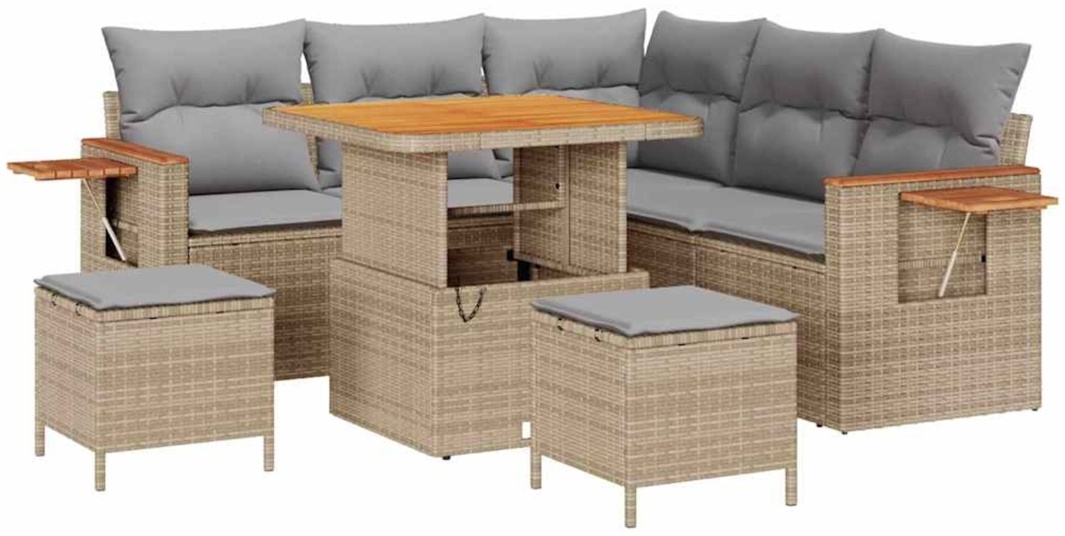 vidaXL Garten-Sofa-Set mit Kissen 8 pcs Beige und Hellgrau 3363172 Bild 1