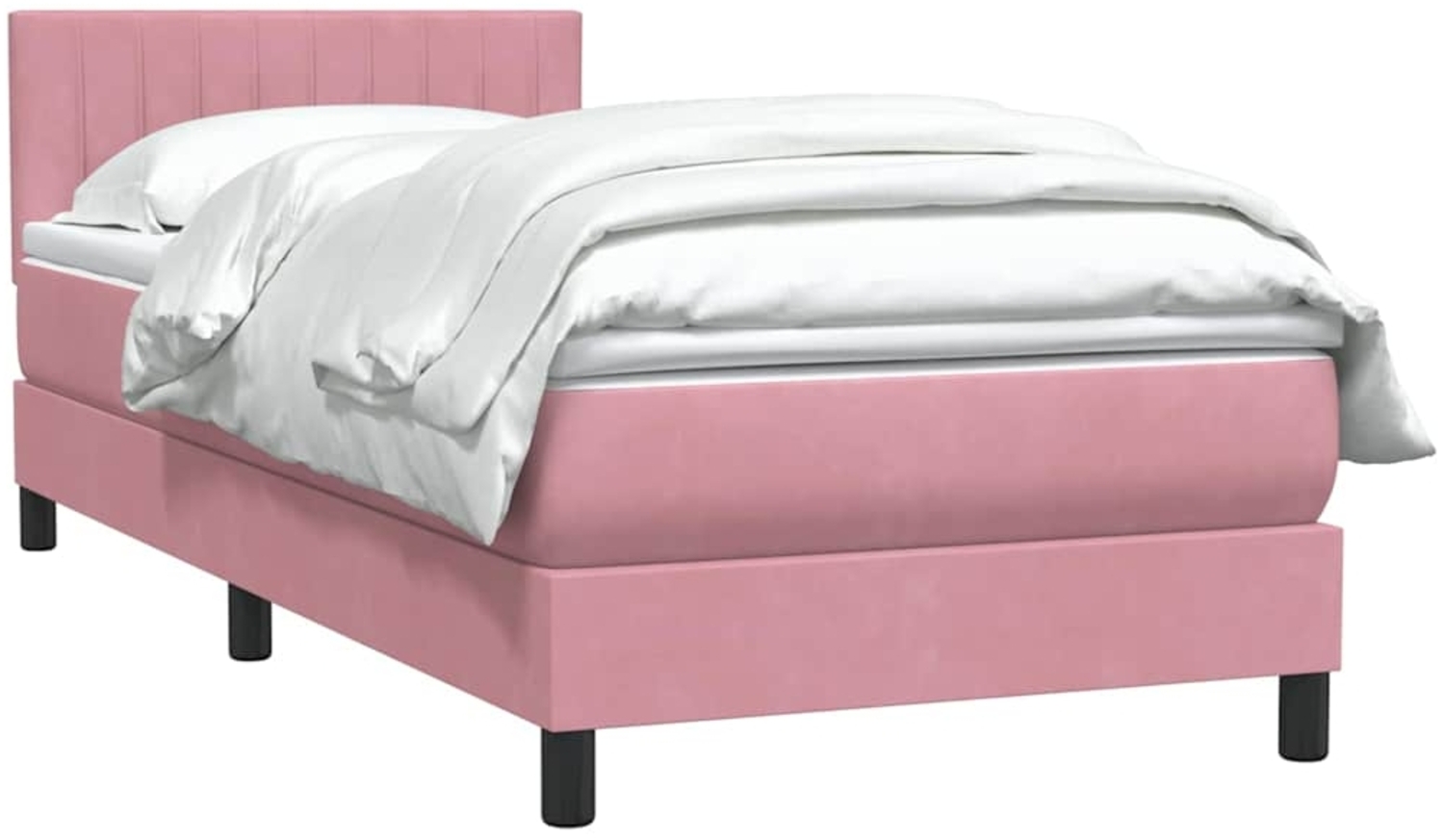 vidaXL Boxspringbett mit Matratze Rosa 100x210 cm Samt 3316394 Bild 1
