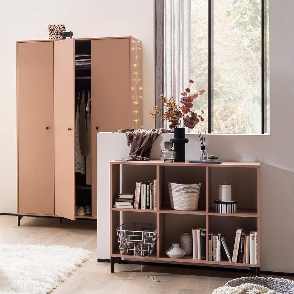 Kleiderschrank und Würfelregal SARNY-80 in apricot Bild 1